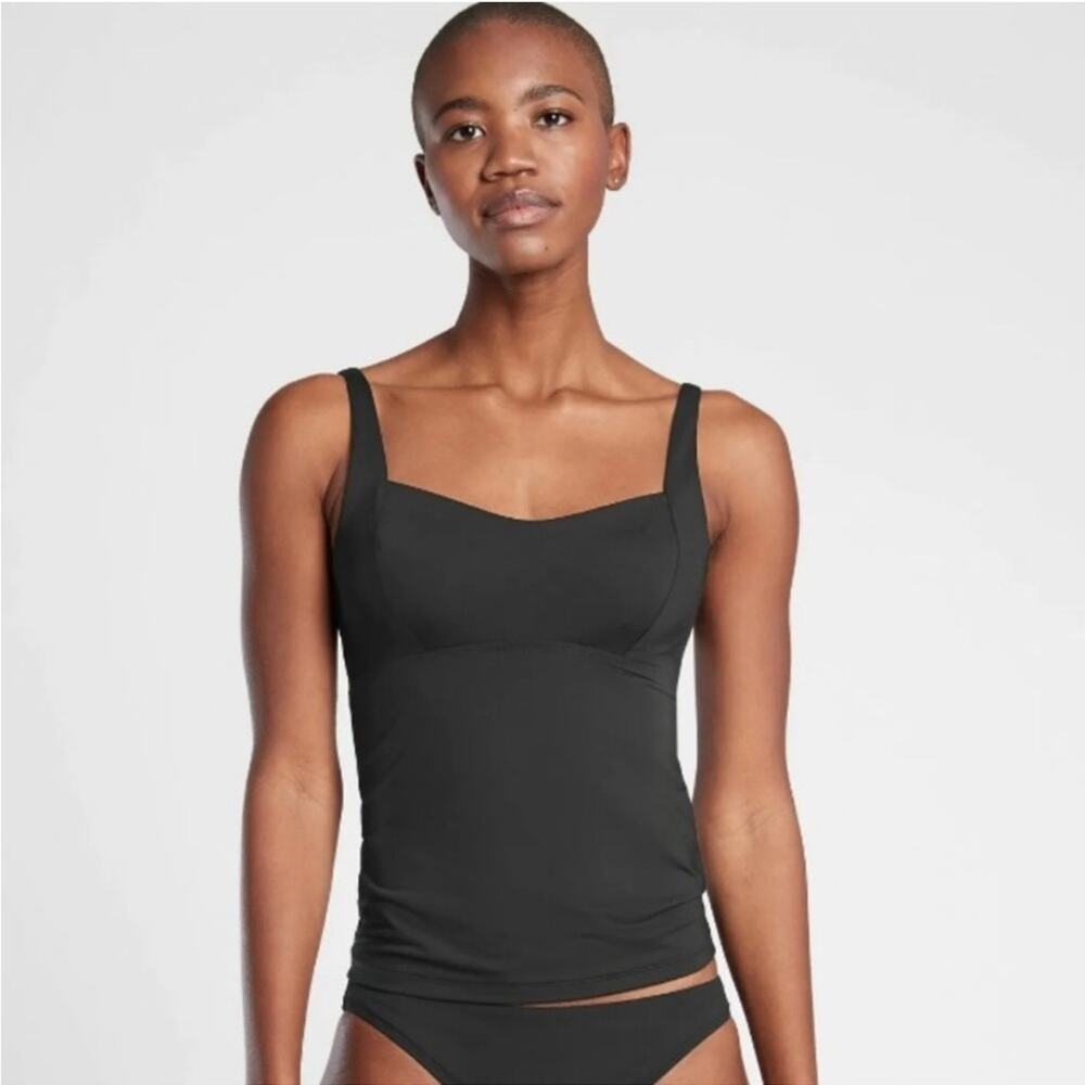 Athleta Entwined Bra Cup Tankini Top in Black - Size 34B/C